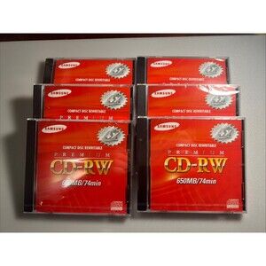 NEW - Lot of 6 SAMSUNG Compact Disc Rewritable CD-RW 650MB/74Min